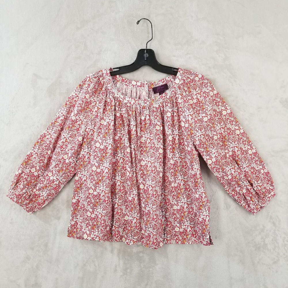 J.Crew Blouse Liberty Fabric Women Small Ditzy Floral 100% Cotton Peasant Top